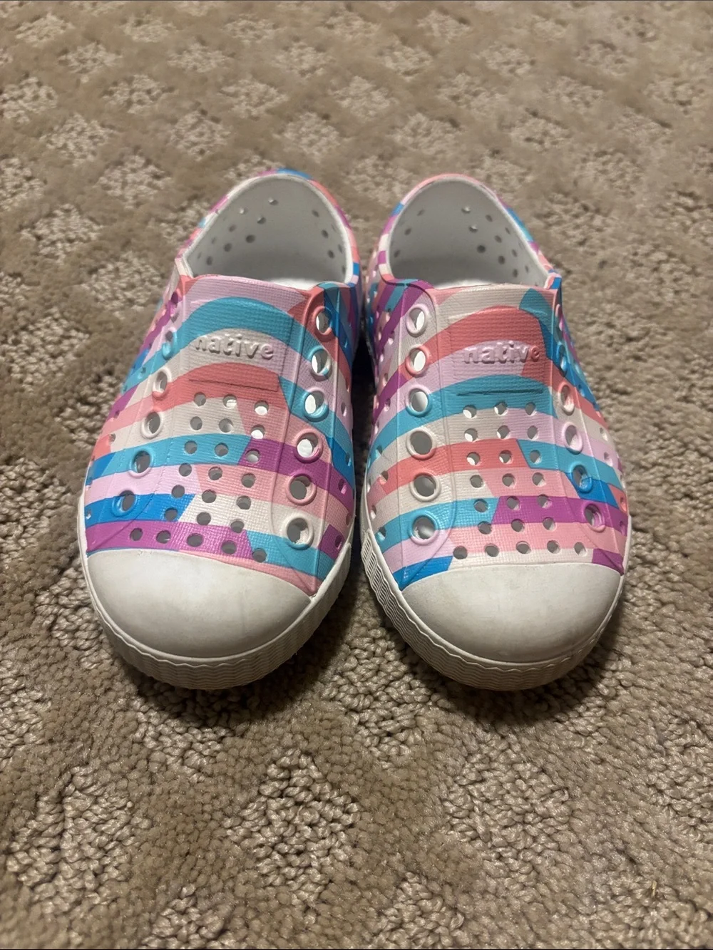 Native Kids Jefferson Water Shoes in Pink, Blue, Purple Stripe